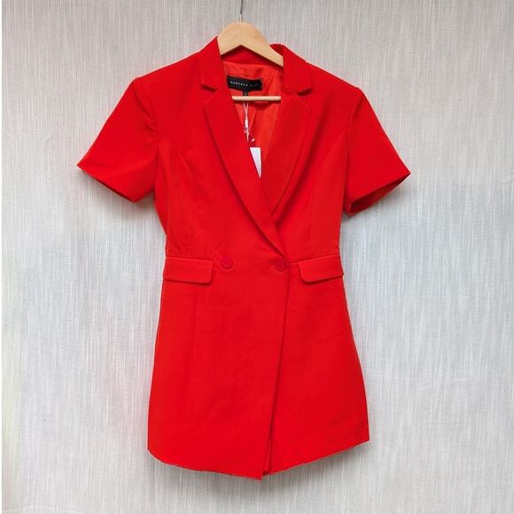 NWT Endless Rose Orange Short Sleeve Blazer Mini Romper, size S - Picture 1 of 10
